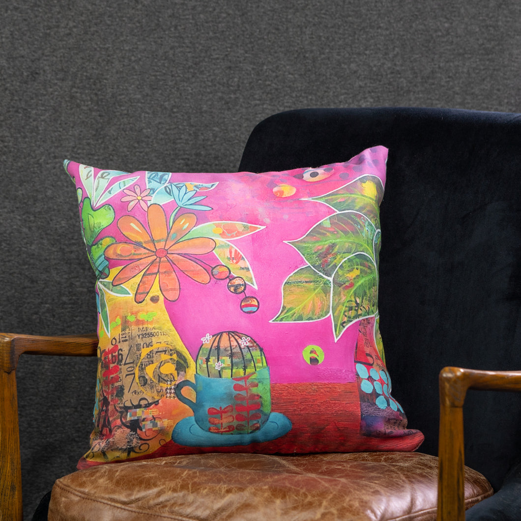 Pink Still Life Cushion - 50cm