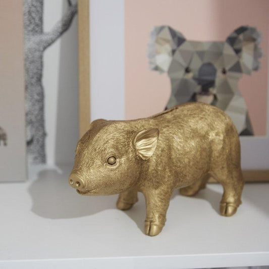 Pig Money Box - Gold