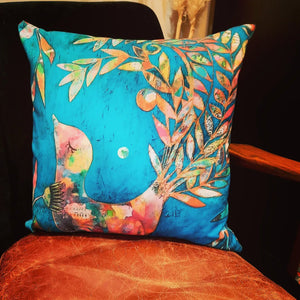 Lyrebird Art Cushion - "She Moves in Her Own Way"