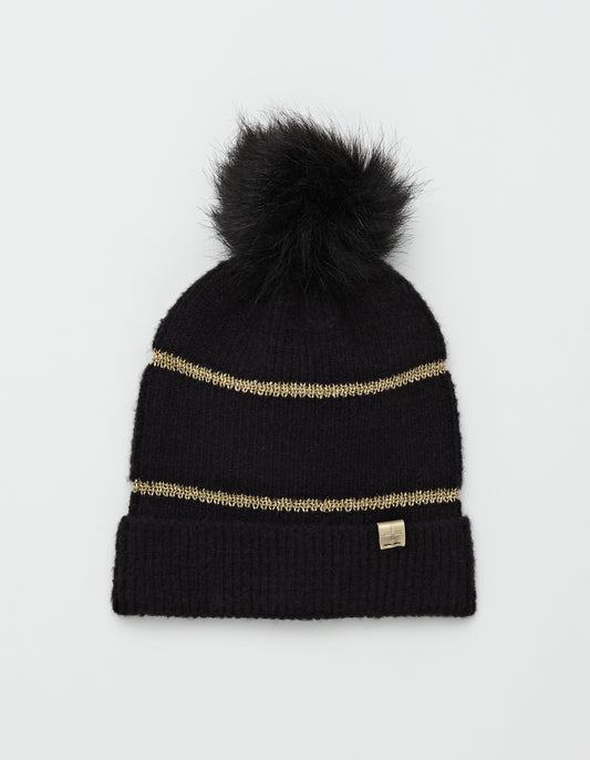 Beanie with Lurex Feature Stripe - 3 Colours