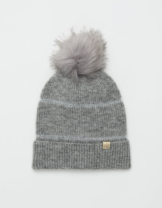 Beanie with Lurex Feature Stripe - SILVER - LAST ONE