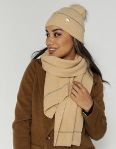 Beanie with Lurex Feature Stripe - 3 Colours