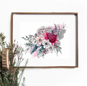 Waratah Bouquet Native Art Print