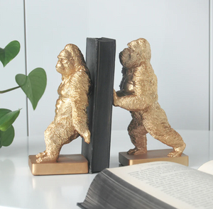 Gorilla Bookend Set - Gold