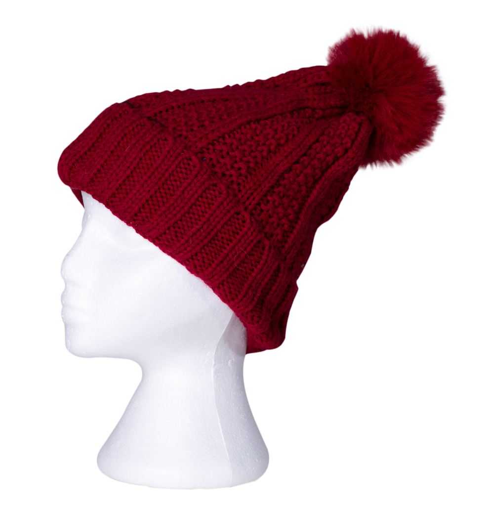 Faux Pom Pom Ribbed Beanies