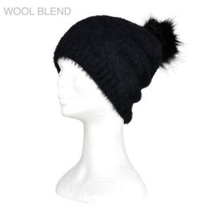 Furry Knitted Beanie - Grey