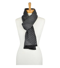 Load image into Gallery viewer, Grey Reversible Plain Stripes Dots Scarf
