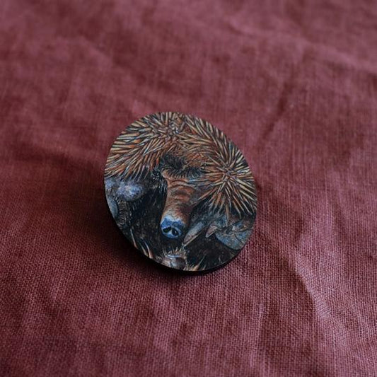 Wooden Brooch Echidna BELOW COST