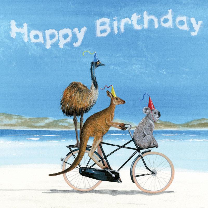 Greeting Card Birthday Beach Bike